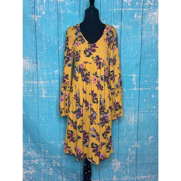 Olive + Oak long sleeves yellow floral dress size Small - Picture 8 of 10